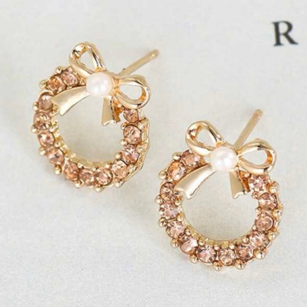 Rhinestone Hoop Earrings - Picture 2 of 3